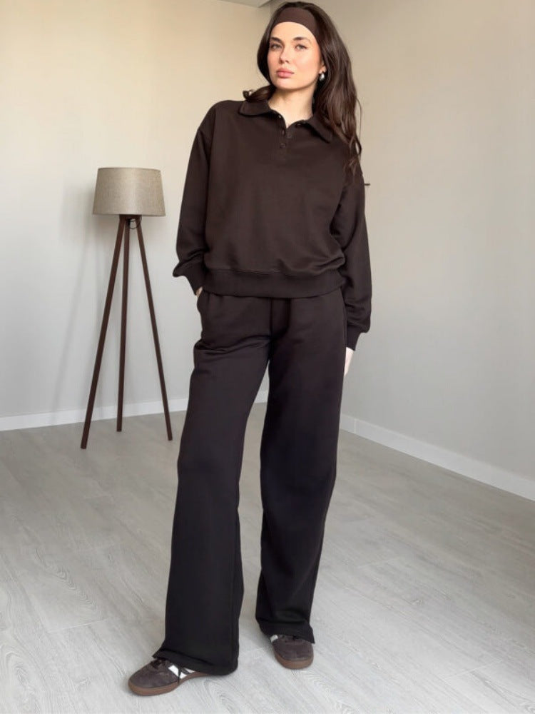 Damen sportlicher Freizeit-Loungewear mit Kragen WW