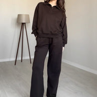 Damen sportlicher Freizeit-Loungewear mit Kragen WW