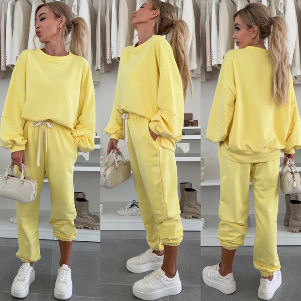Damen bequeme Sweatshirt-Hosen-Kombination WW