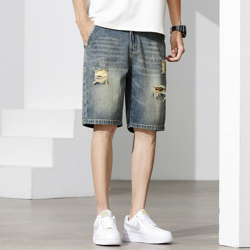 Herren Denim-Shorts mit stylischem Destroyed-Effekt und lässigem Schnitt W&W Mode