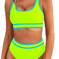 Damen Sportliches Bikini-Set mit breiten Trägern und hohem Schnitt WW