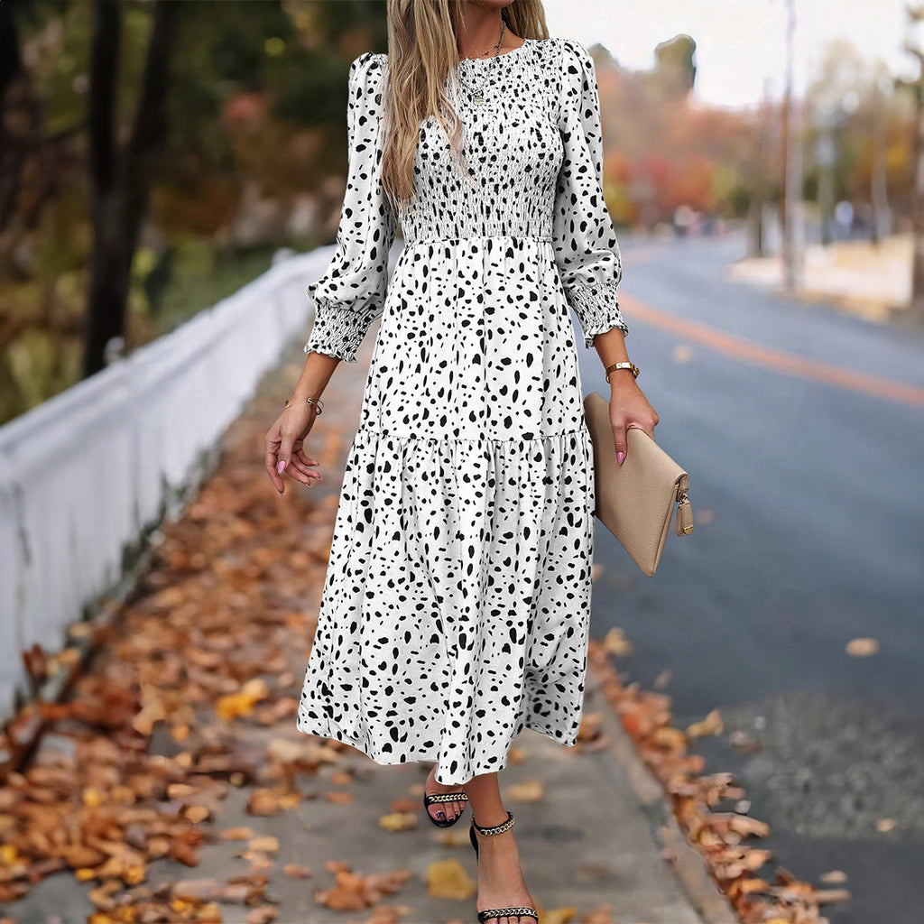 Damen Midi-Kleid mit gerafftem Oberteil und lässiger A-Linie WW