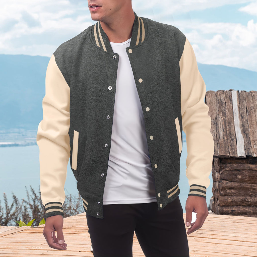 Herren sportliche Collegejacke mit kontrastierenden Ärmeln und hochwertigem Stoff WW