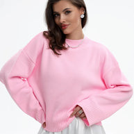 Damen Bequemer Oversized Pullover mit strukturiertem Rippmuster WW