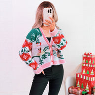 Damen Strickjacke im festlichen Design mit Weihnachtsmotiven WW