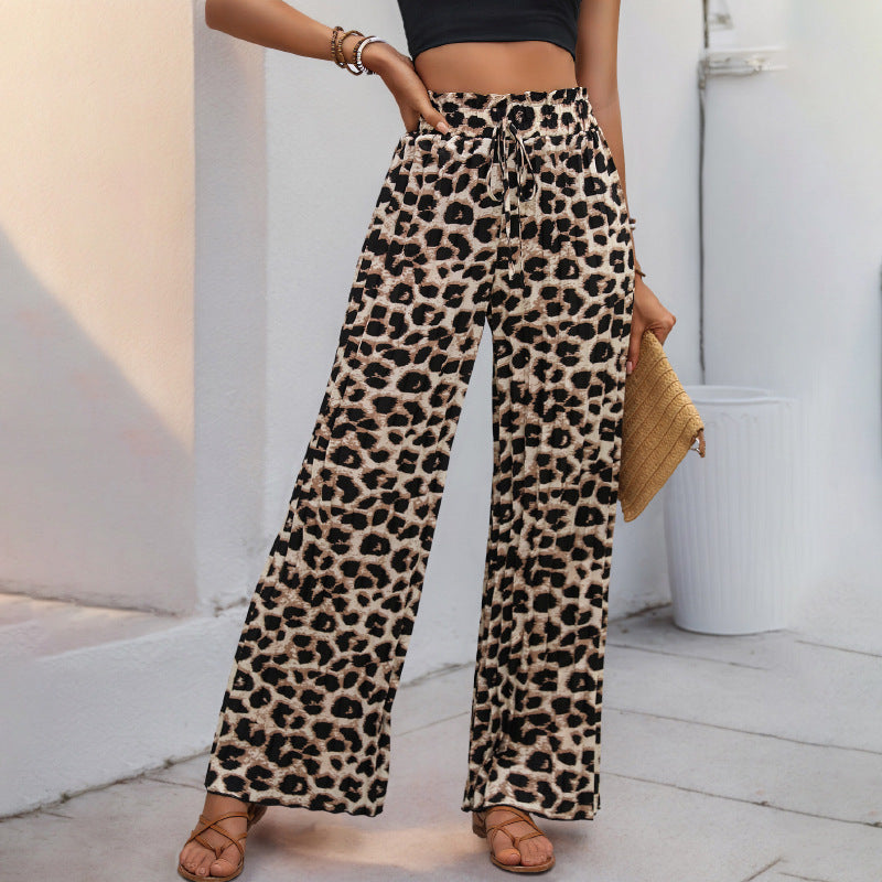 Damen Palazzo-Hose mit stylischem Leoprint und elastischem Taillenzug WW