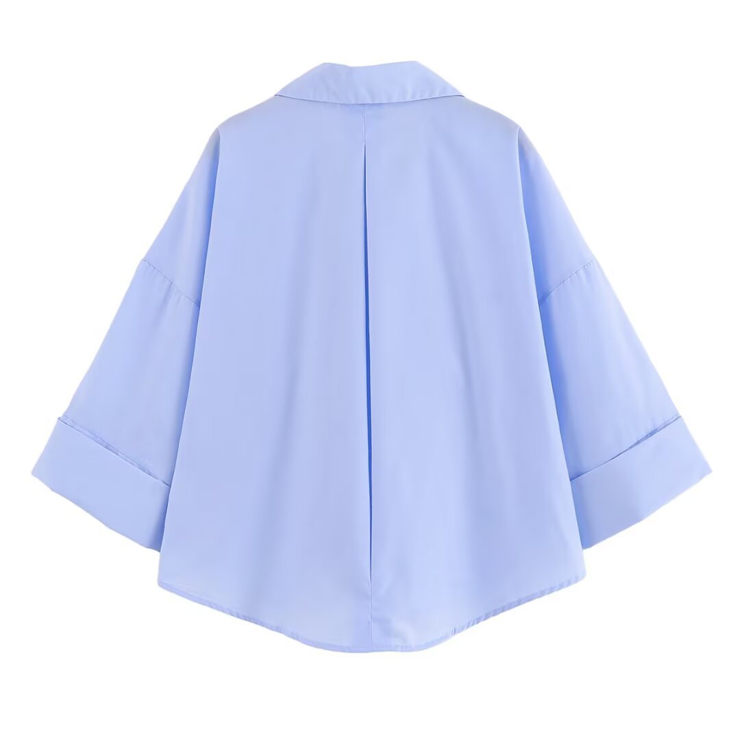 Damen Bluse mit oversized Schnitt und schickem Revers W&W Mode
