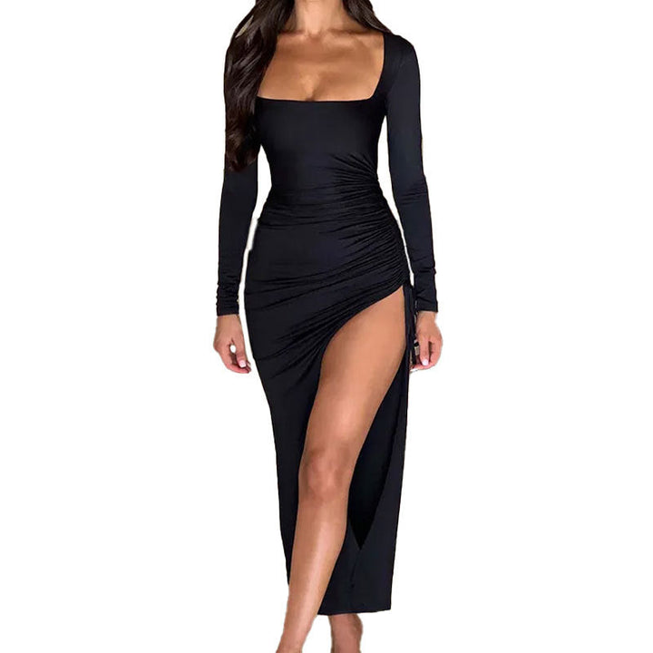 Damen Kleid mit raffiniertem Drapierungseffekt und sexy Schlitz W&W Mode