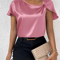 WW | Satin Twist einfarbiger lockerer vielseitiger Top
