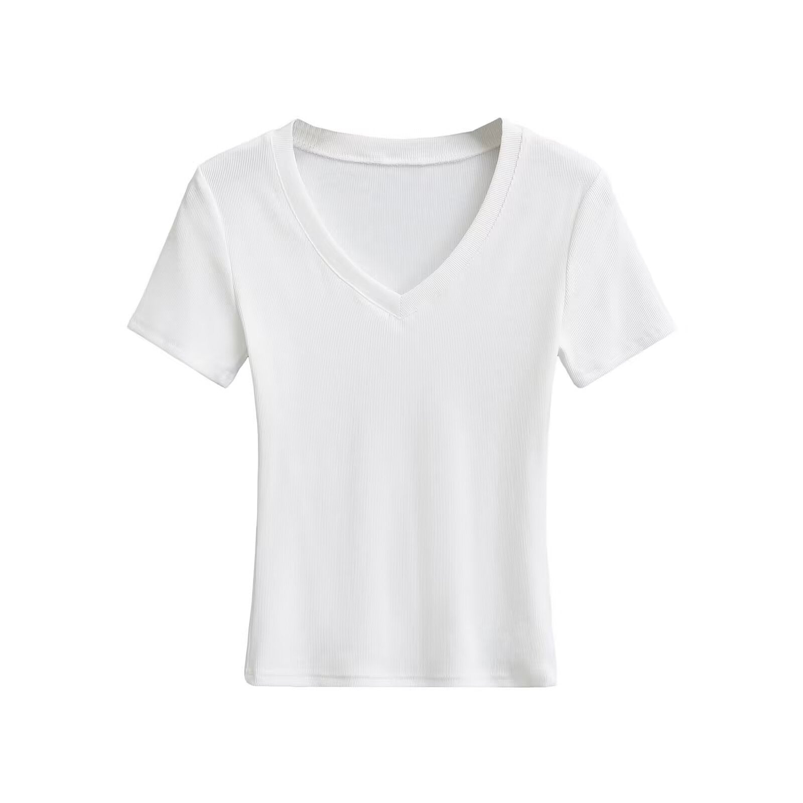 Damen V-Ausschnitt T-Shirt aus hochwertiger Baumwolle mit bequemer Passform WW