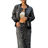 Damen sportliche Bomberjacke und Midirock Set WW