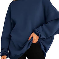 Damen oversized Kapuzenpullover mit seitlichen Schlitzen WW