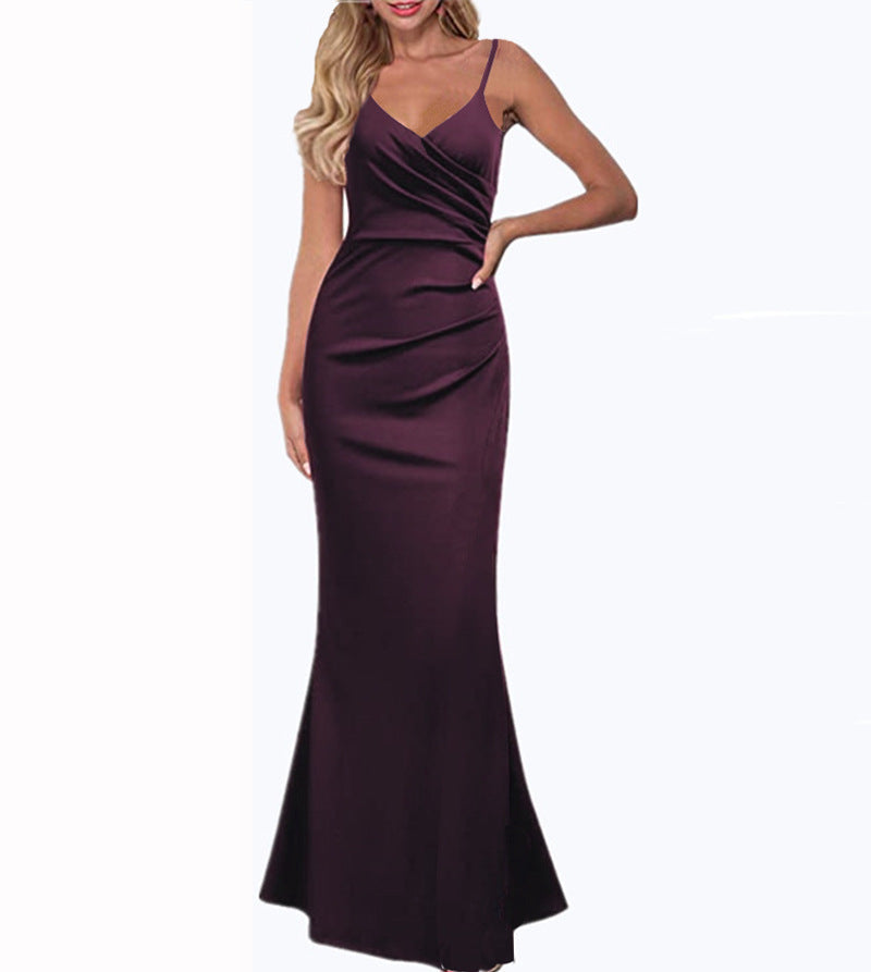 WW | Fließendes einfarbiges Slim Fit Maxikleid für den Sommer