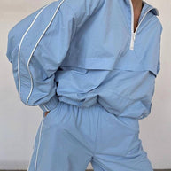 Damen sportliches Anorak-Set mit hohen Bündchen und Reißverschluss WW
