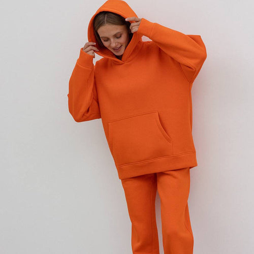 Damen sportliches Fleece-Set mit hohem Kragen WW