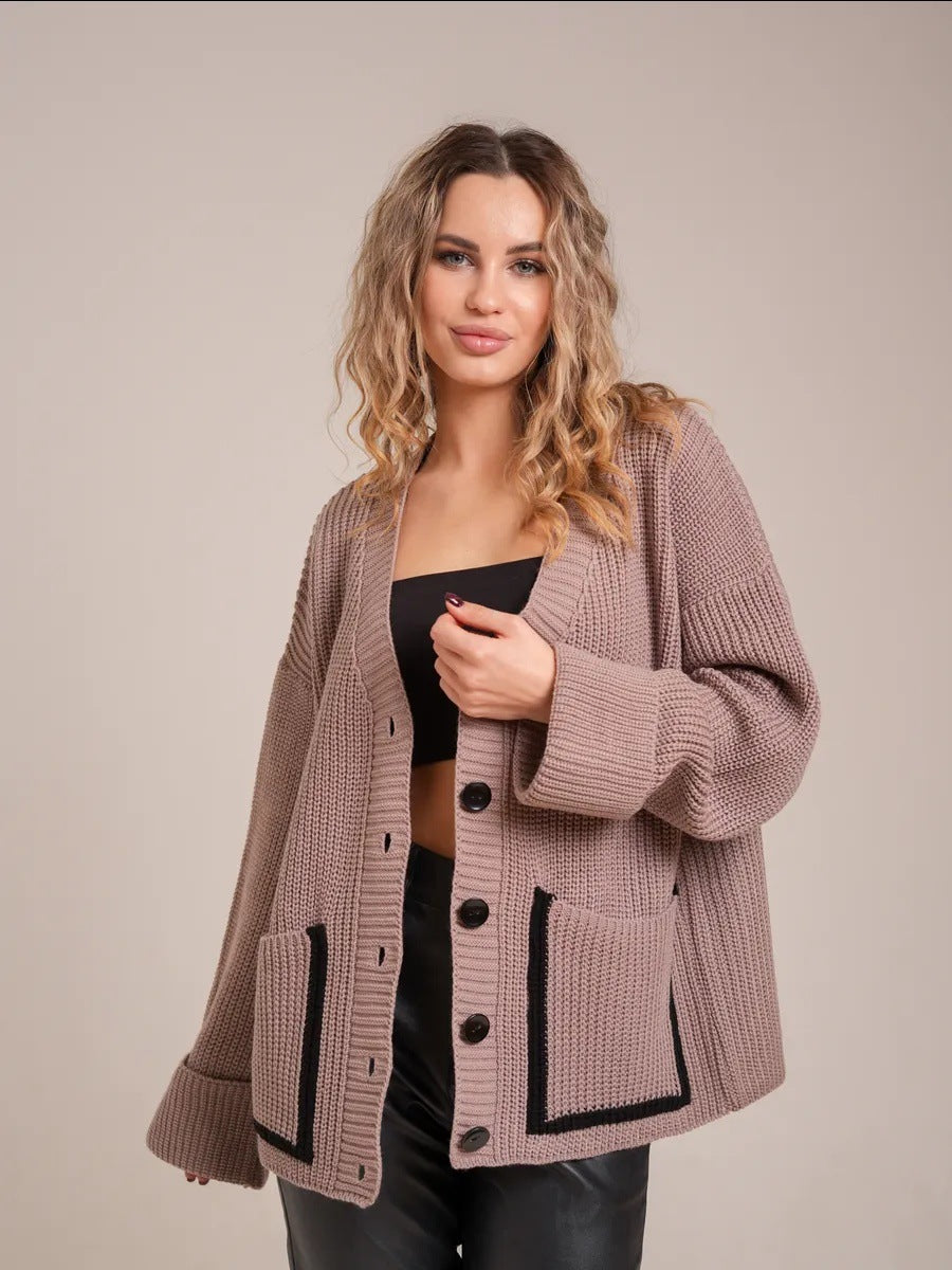 Damen Strickjacke mit großen Taschen WW