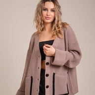 Damen Strickjacke mit großen Taschen WW