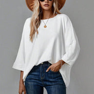 Damen lässiges Oversized T-Shirt mit weitem Schnitt und stylischem Rundhalsausschnitt WW