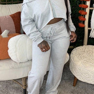 Damen sportliches Set mit cropped Oberteil und weiten Hosen WW