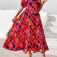 Damen Maxikleid mit Rüschendesign und floralem Muster WW