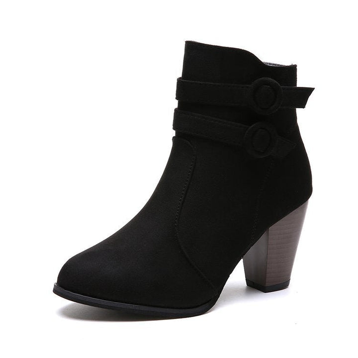 Damen Ankle-Boots mit dekorativen Riemen und elegantem Absatz W&W Mode