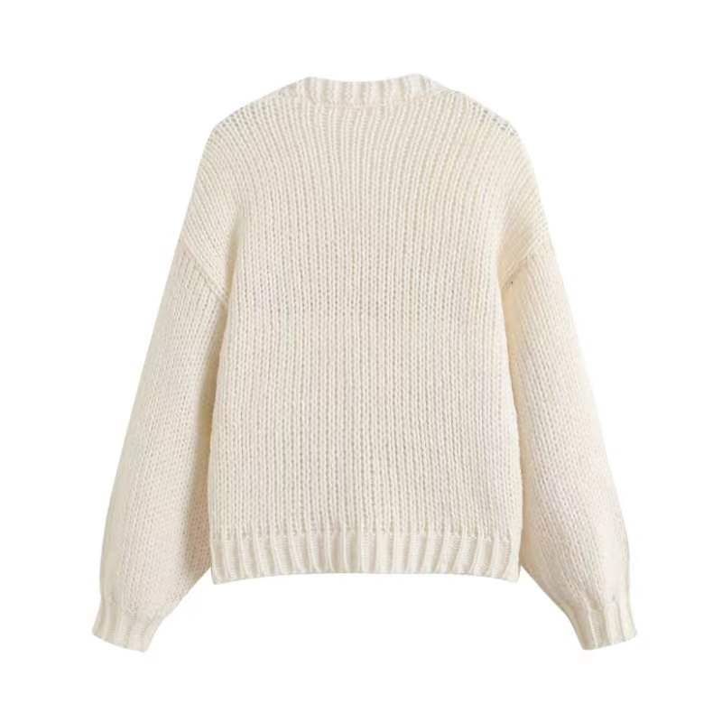 Damen Bestickter Erdbeer-Button-Up-Cardigan WW