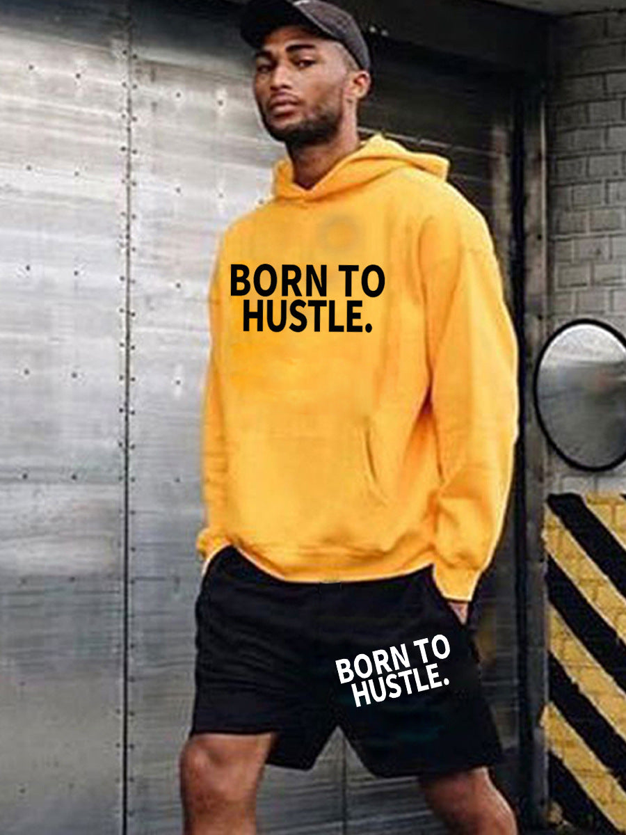 Damen Sportliches Hoodie und Shorts Set mit motivierendem Schriftzug WW