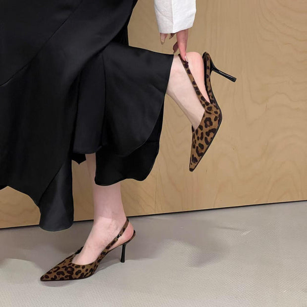 Damen Slingback Pumps mit elegantem Leopardenmuster und hohem Absatz WW