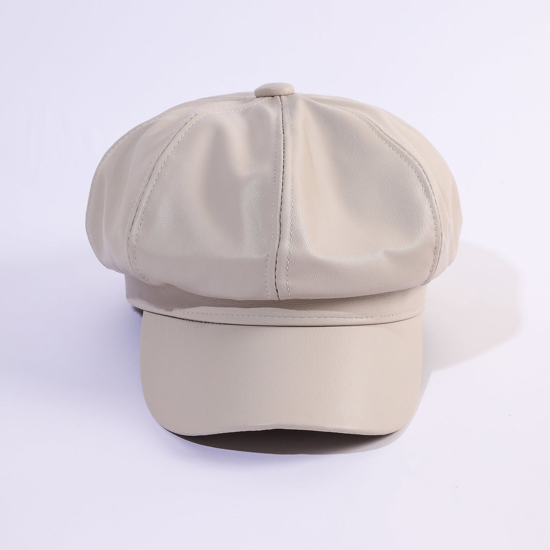 Damen Leder-Baker Boy Cap mit klassischem Design W&W Mode
