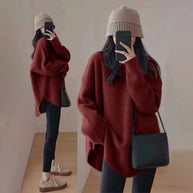 WW | Pullover - Damen Herbst Mid-Length Oversized Pullover
