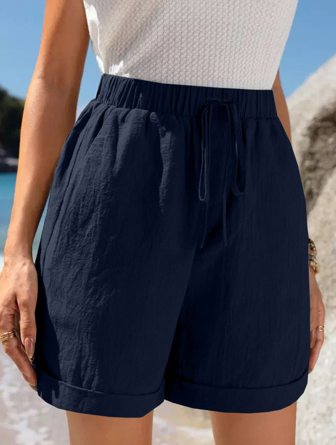 Damen Luftige Sommershorts mit elastischem Bund und Kordelzug WW