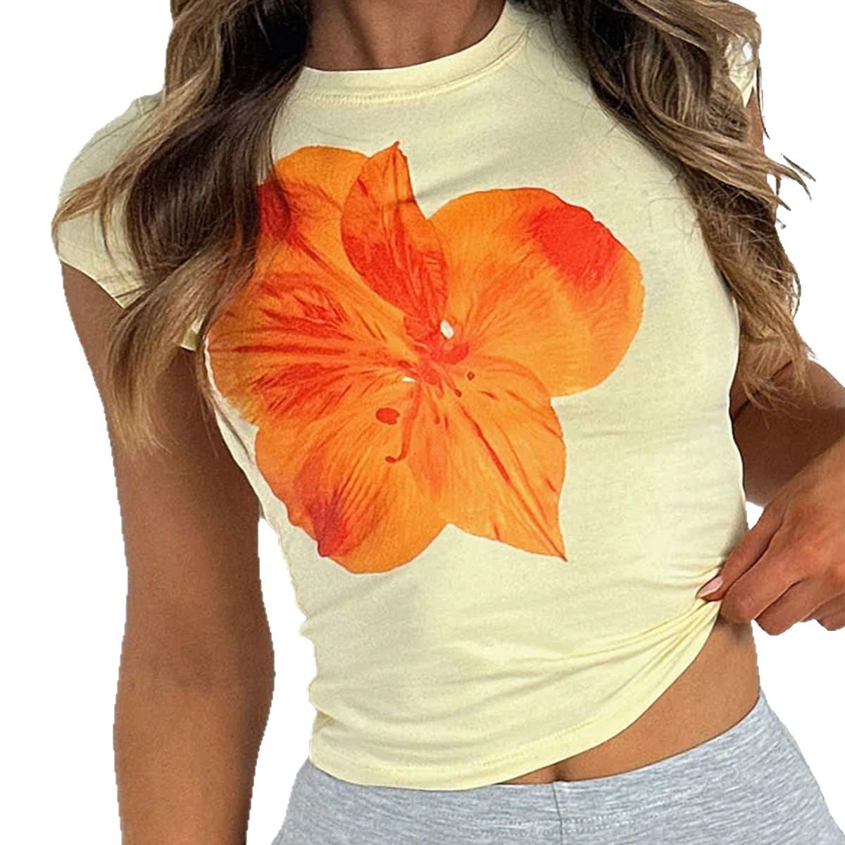 Damen T-Shirt mit floralem Druck und kurzem Schnitt WW