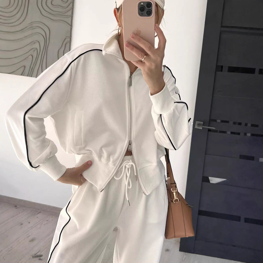 Damen Sportlicher Trend-Hoodie und Jogger Set WW