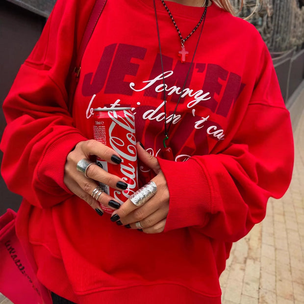 Damen Sportliches Sweatshirt mit auffälligem Schriftzug und lässigem Schnitt WW