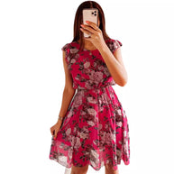 Damen Sommerkleid mit zarten Rüschendetails und Taillengürtel WW