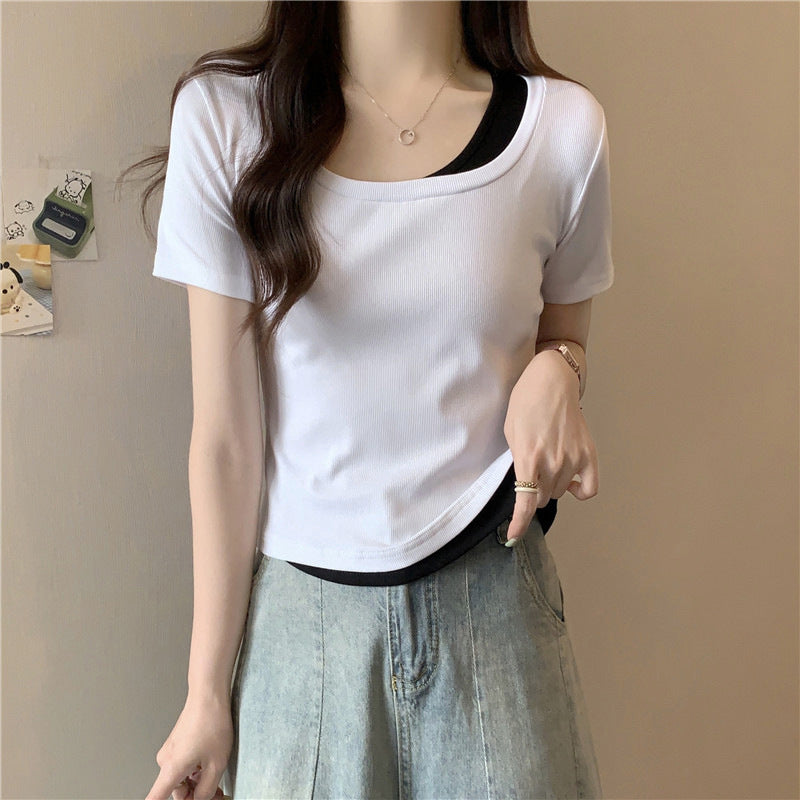 Damen Geschichtete Rippen T-Shirt WW