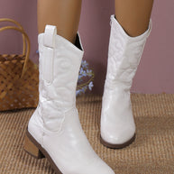 Damen Cowboystiefel im eleganten Design mit raffinierten Stickereien und bequemem Blockabsatz WW