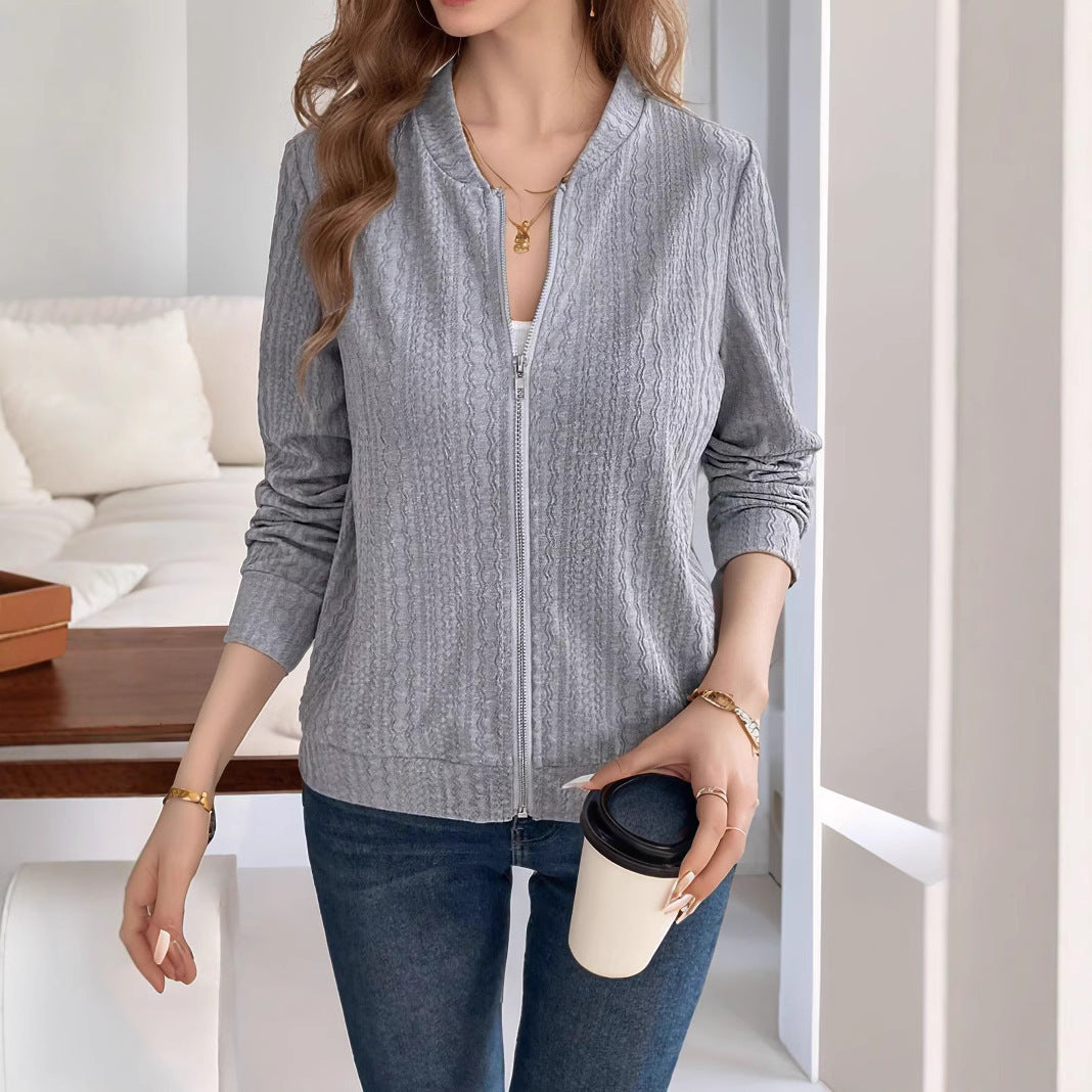 Damen Strickjacke mit Reißverschluss und strukturiertem Design WW