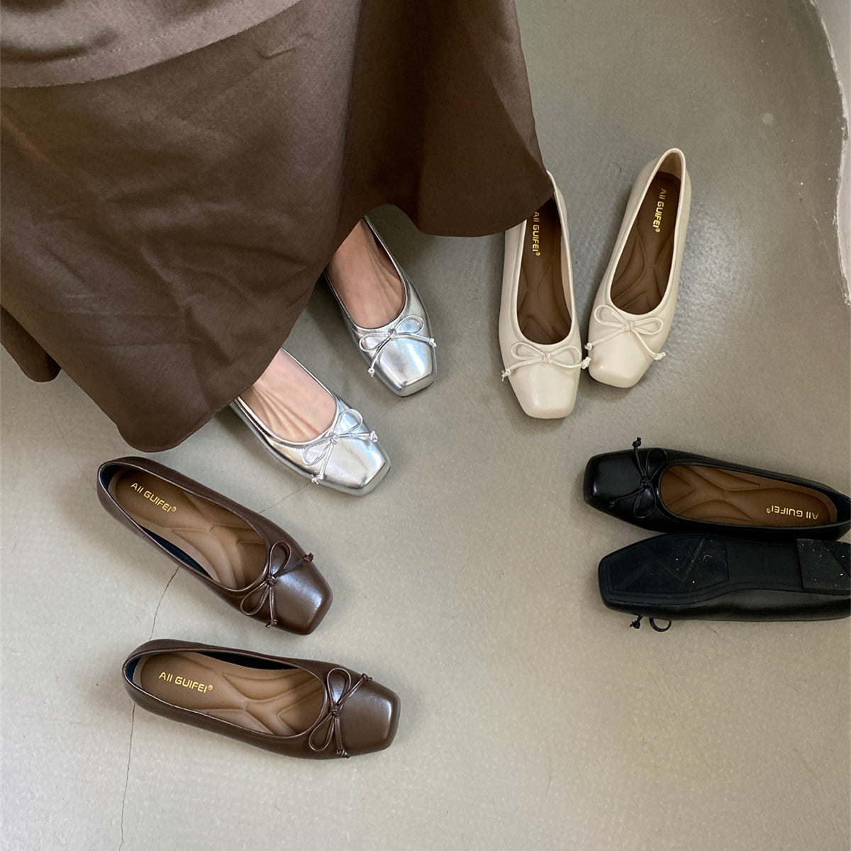 Damen Ballerina-Schuhe mit eleganter Schleifenverzierung und hochwertigem Material WW