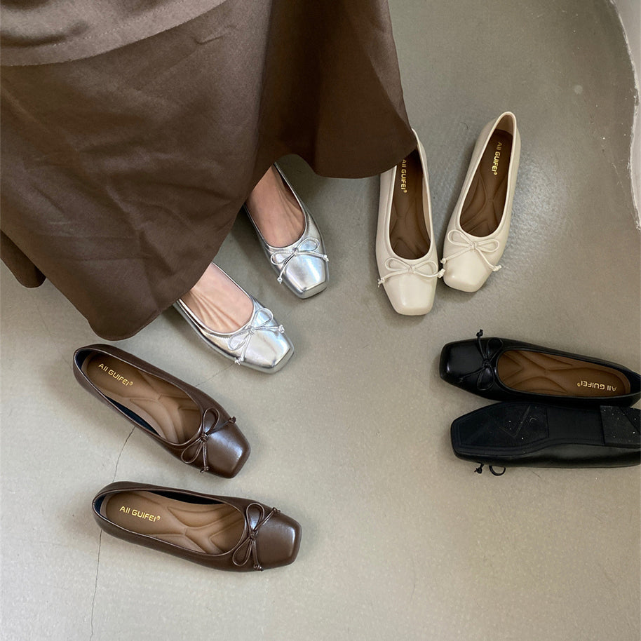 Damen Ballerina-Schuhe mit eleganter Schleifenverzierung und hochwertigem Material WW