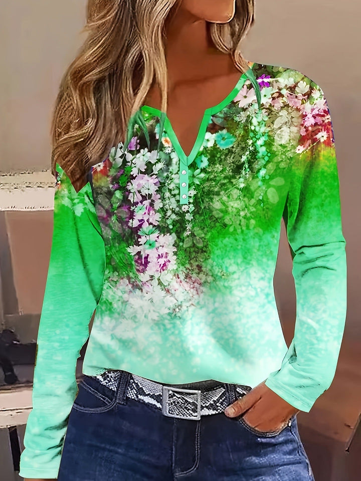 W&W Mode | Floral Rundhals Langarmshirt
