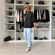 Damen Steppjacke im lässigen Oversized-Schnitt mit Rippstrickdetails WW