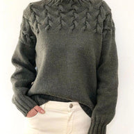 WW Einzigartiger geflochtener Rollkragenpullover