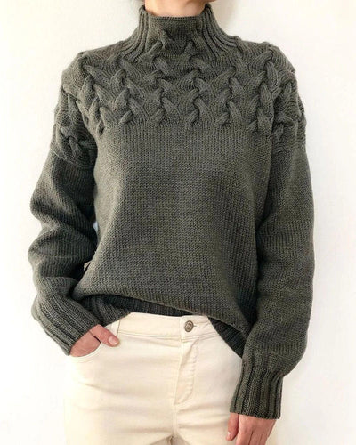 WW Einzigartiger geflochtener Rollkragenpullover