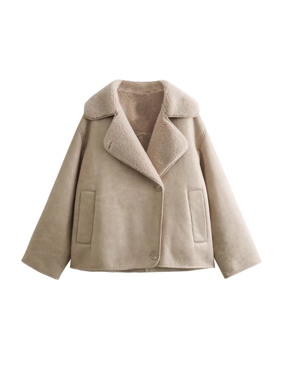 WW | Klassische Kurze Lederjacke Damen