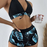 Damen Bikini-Set mit raffiniertem Wickeloberteil und bequemen Shorts WW