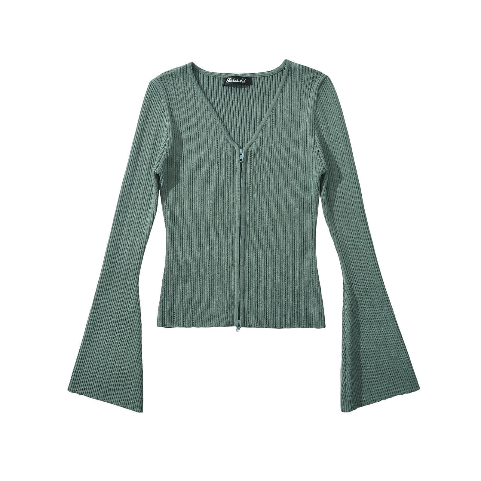 Damen Strickoberteil mit tiefem V-Ausschnitt und Zip-Verschluss WW