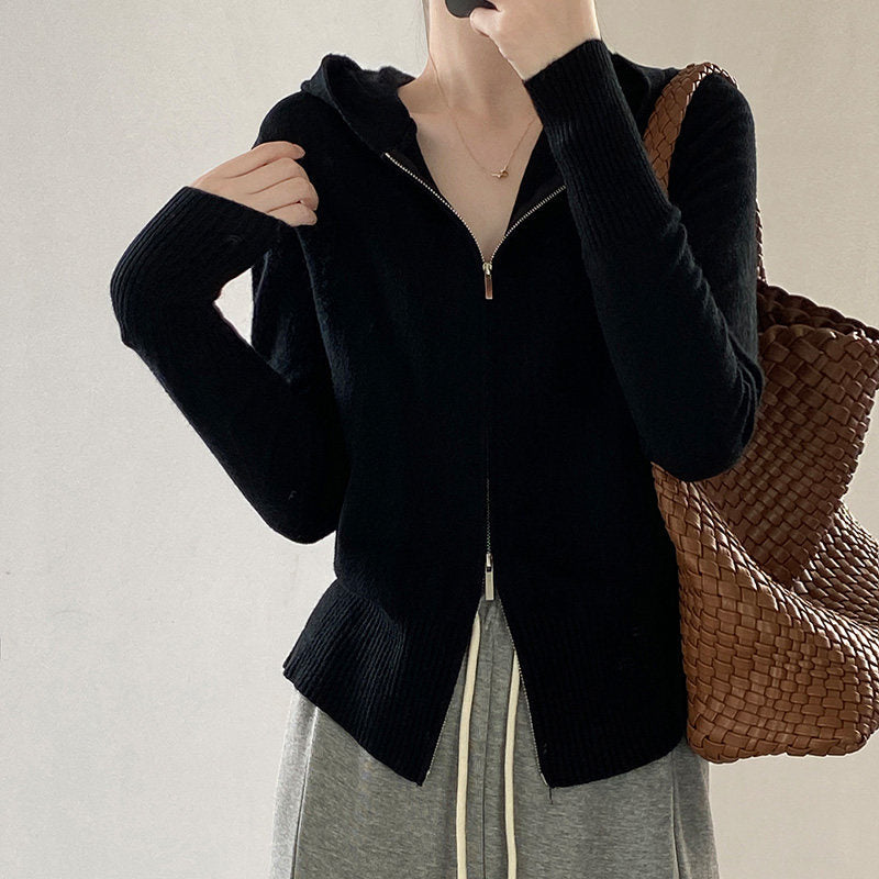 W&W Mode | Strickjacke Mit Kapuze Und Reißverschluss
