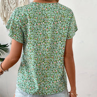 Damen V-Ausschnitt Bluse mit floralem Muster und Rüschendetails WW