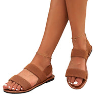 Damen bequeme Riemchen-Sandalen mit elastischen Bändern und rutschfester Sohle WW